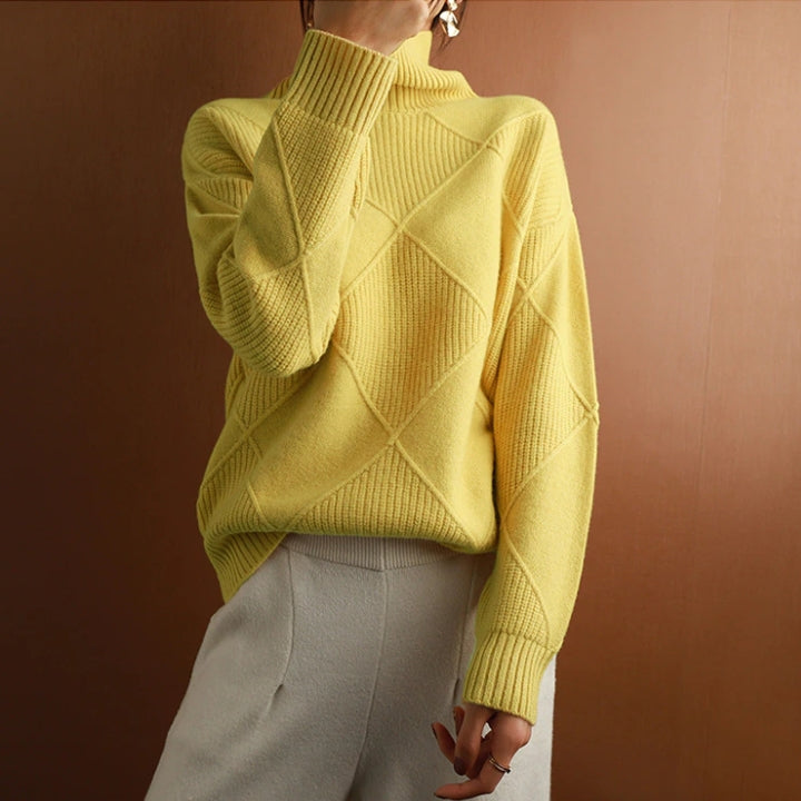 Natalie | Gemütlicher Zopfmuster Rollkragenpullover