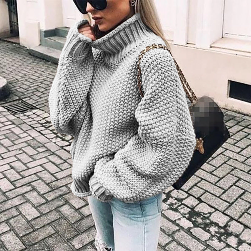 Elisa | Damen Grobstrick-Pullover mit Rollkragen für den Winter