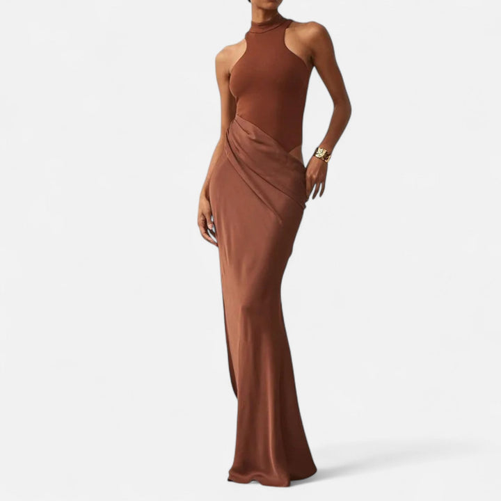 Kerstin | Damen Maxikleid mit Cut-Out und Neckholder