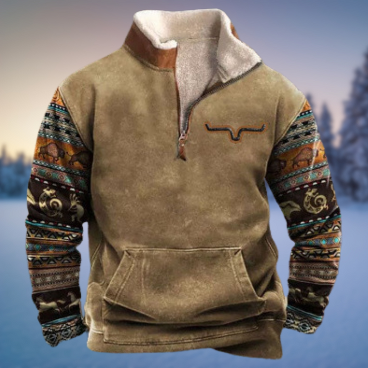 Emil | Herren Lässiger Winterpullover mit Halb-Reißverschluss