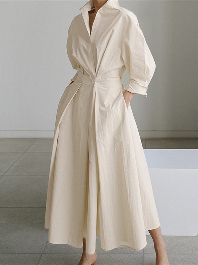 Jessica | Damen Tailliertes Hemd Maxi Kleid