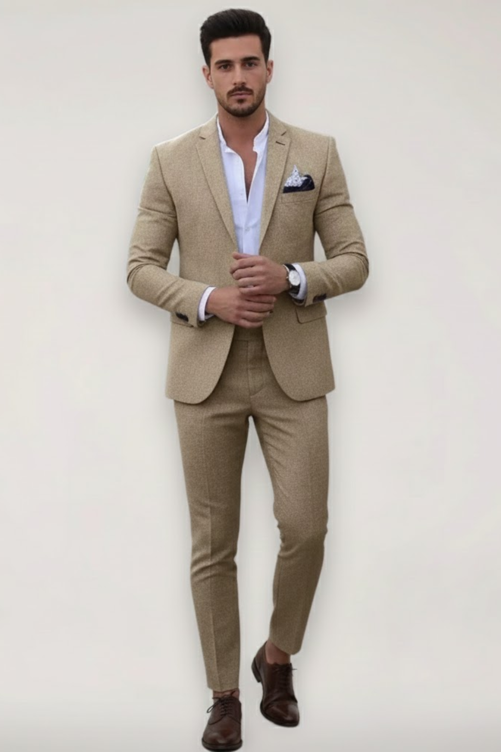 Jürgen | Herren Frühlings Formeller Slim-Fit Zweiteiliger Anzug