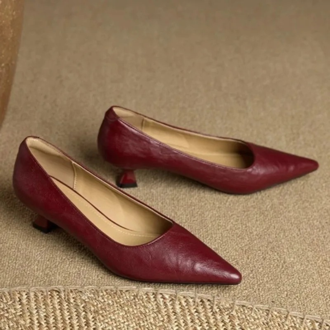 Katharina | Damen Klassische Spitz Zulaufende Pumps Mit Niedrigem Absatz