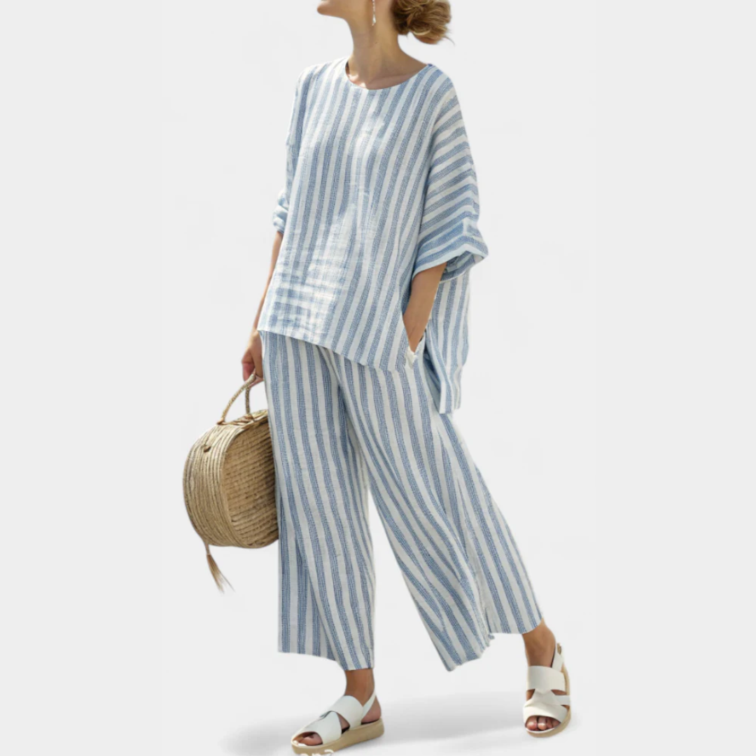 Melanie Striped Two-Piece Pants Set