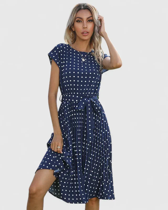 Veronika | Damen Midikleid mit Kurzärmeln und Faltenrock