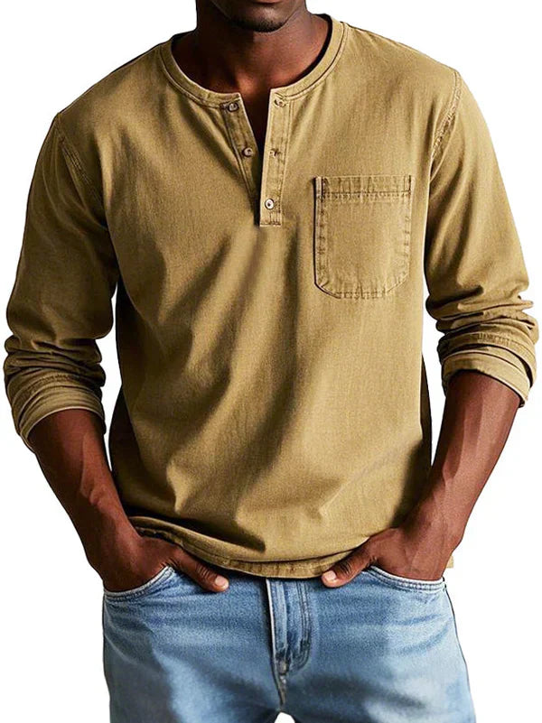 Philipp | Herren Lässiges Langarm-Henleyshirt