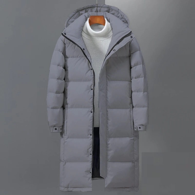 Robert | Herren langer Steppmantel mit Kapuze für den Winter