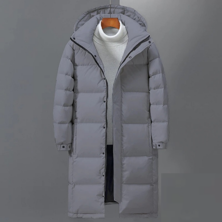 Robert | Herren langer Steppmantel mit Kapuze für den Winter