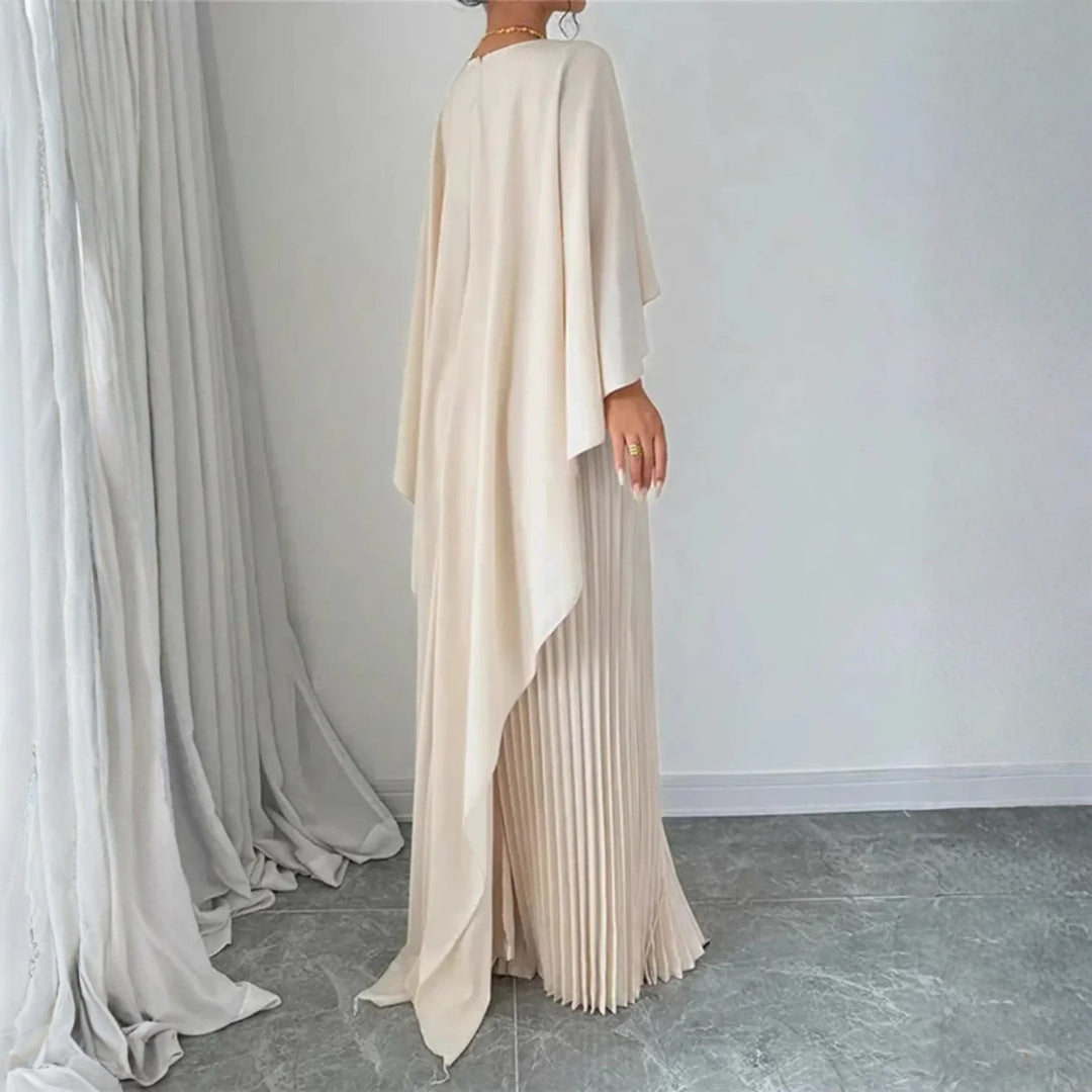 Gabriela | Damen Hochzeitsgast Gefaltetes Cape Maxikleid