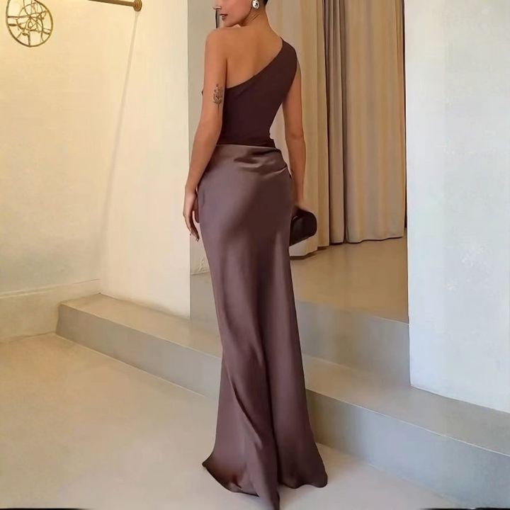 Hanna | Damen Hochzeitsgast Kleid Ein-Schulter Abendkleid