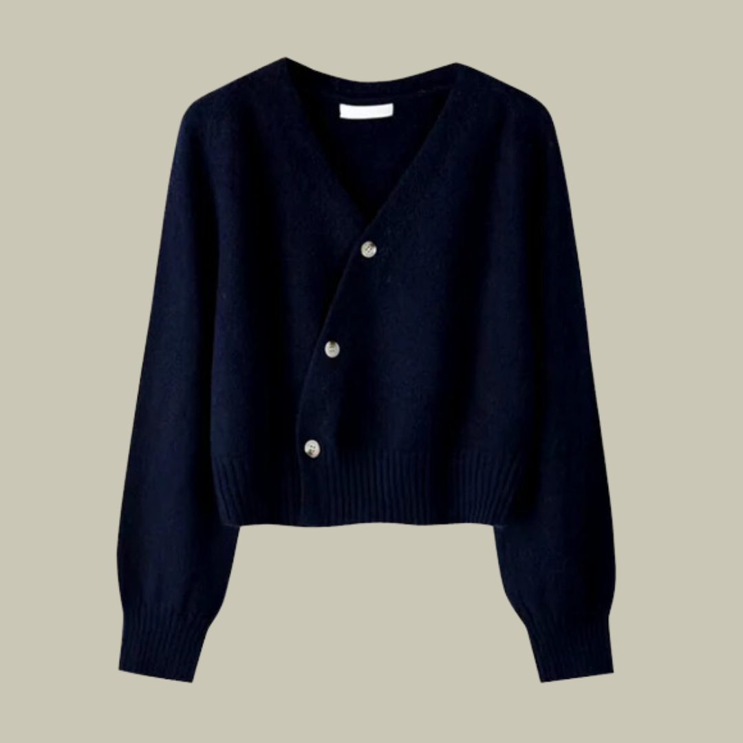 Marion | Damen Weiche Merinowoll-Strickjacke mit V-Ausschnitt und Knöpfen