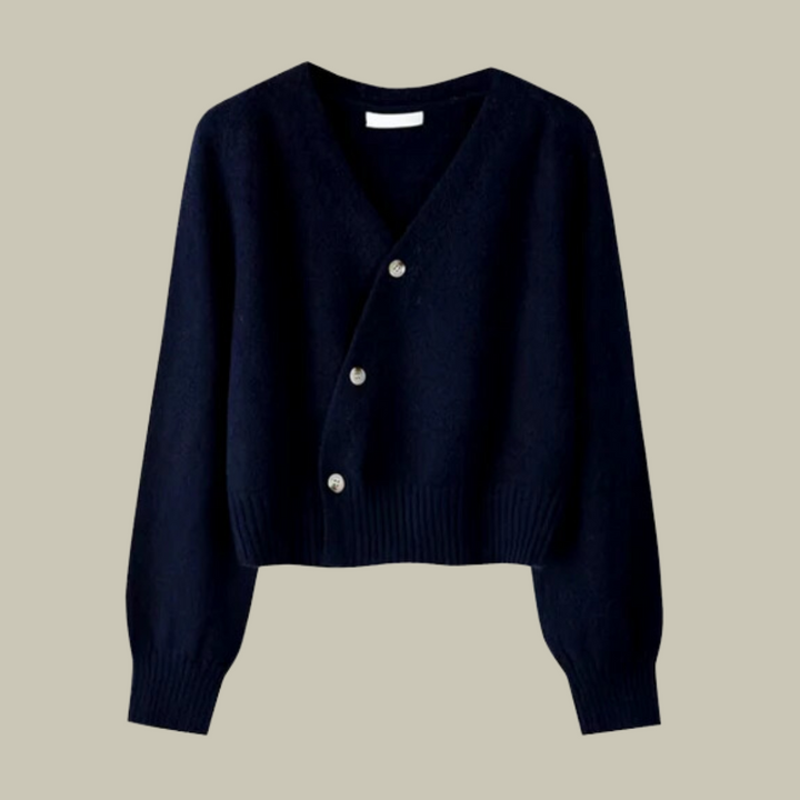 Marion | Damen Weiche Merinowoll-Strickjacke mit V-Ausschnitt und Knöpfen