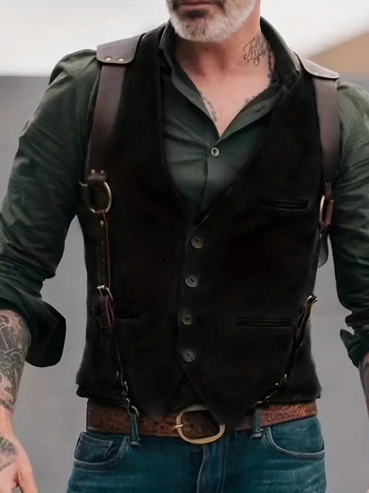 Patrick | Herren Vintage Weste mit Schnallenriemen und Knöpfen