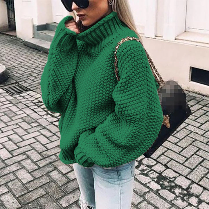 Elisa | Damen Grobstrick-Pullover mit Rollkragen für den Winter