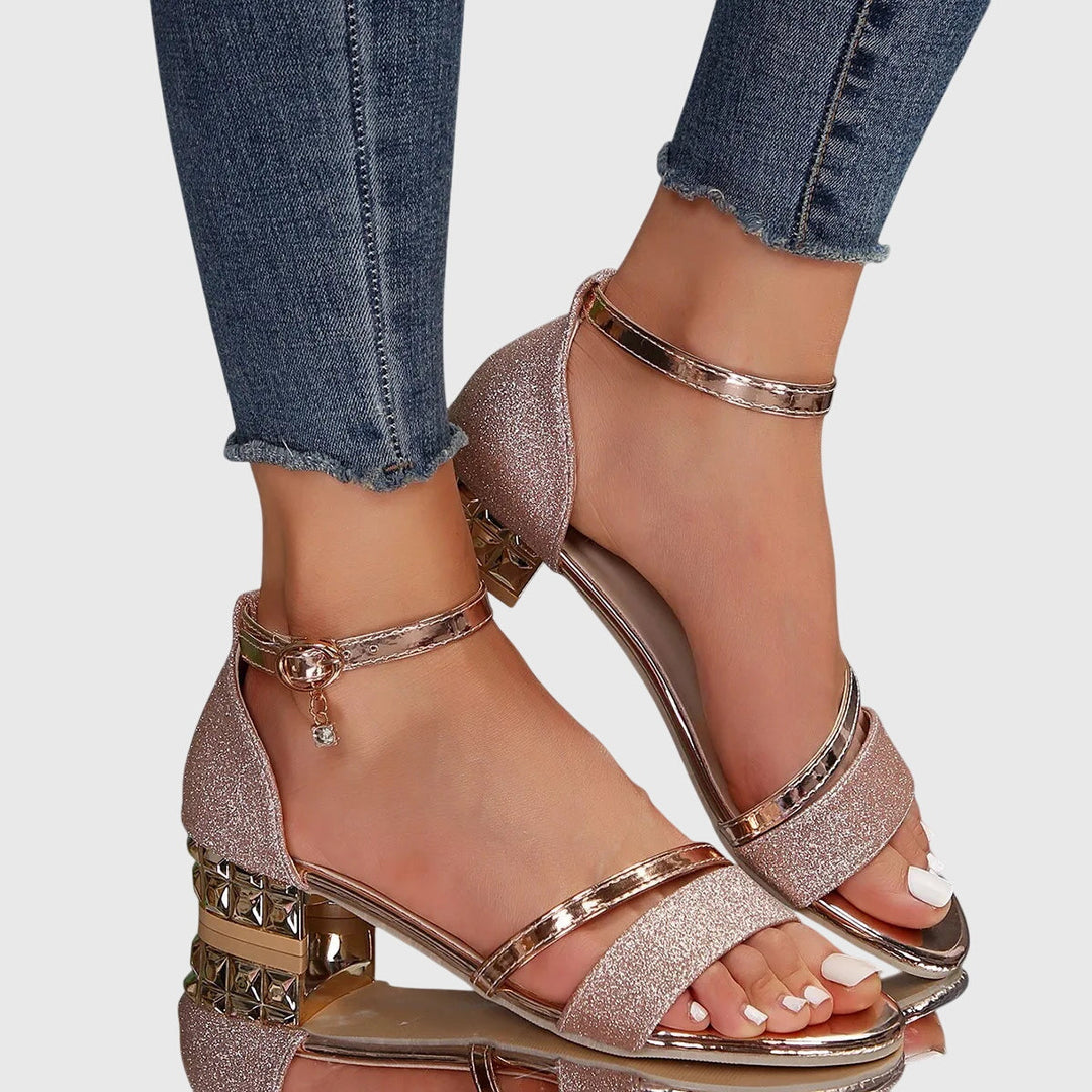 Helga | Damen Sandalen mit Offener Spitze und Blockabsatz