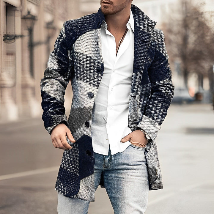 Michael | Herren Klassischer Langer Mantel mit Knopfleiste