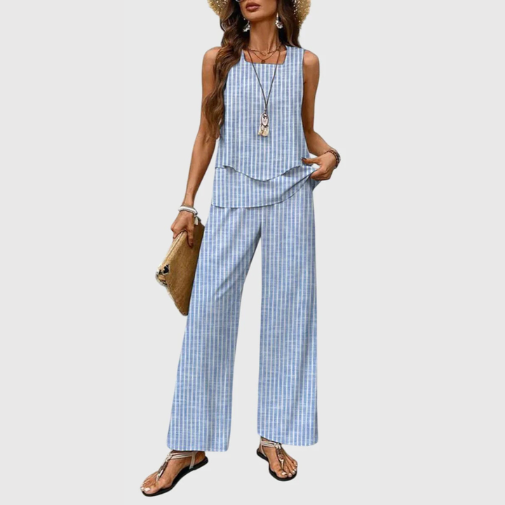 Karin | Damen Zweiteiler Weite Bein Hose Set