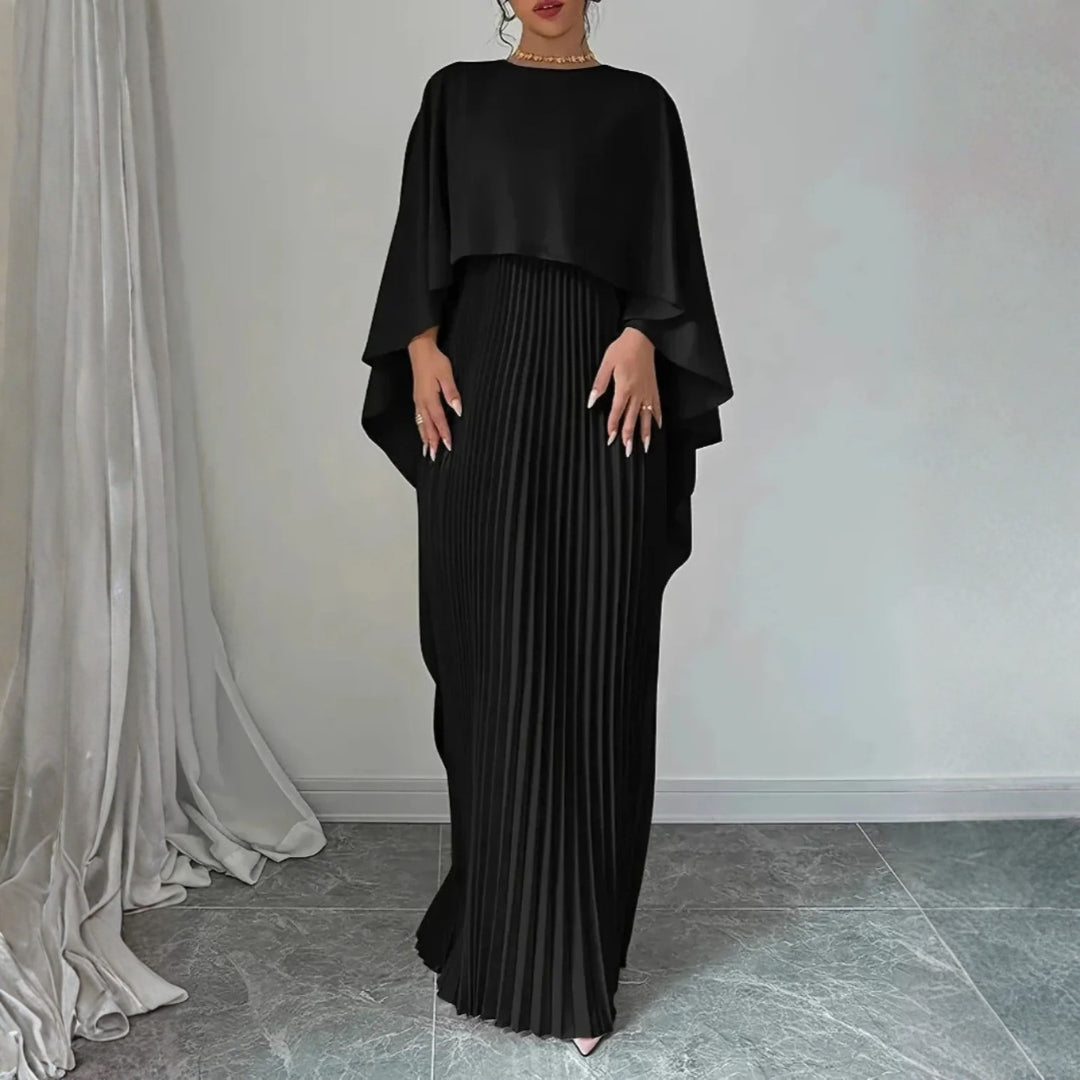Gabriela | Damen Hochzeitsgast Gefaltetes Cape Maxikleid