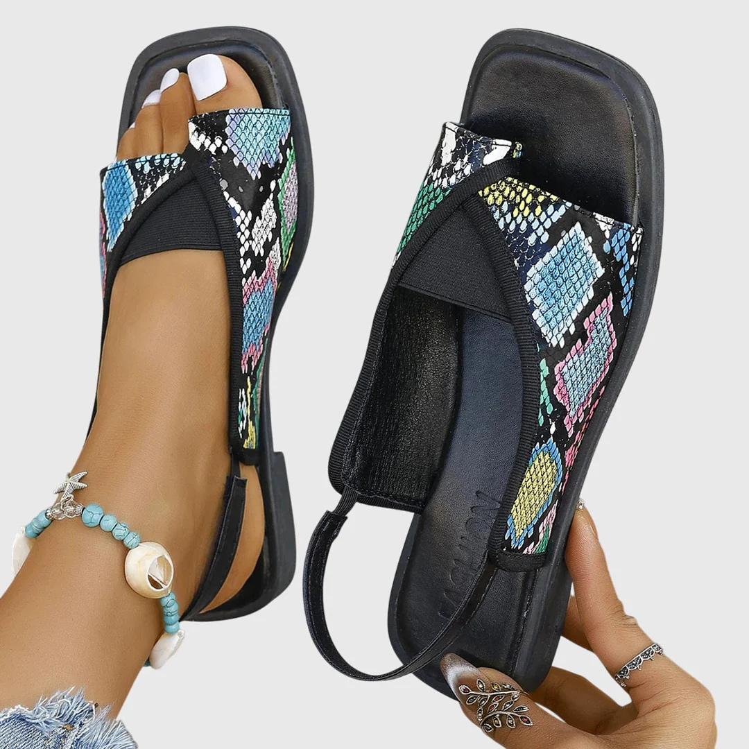 Selina | Damen Kontrast Riemen Flache Sandalen