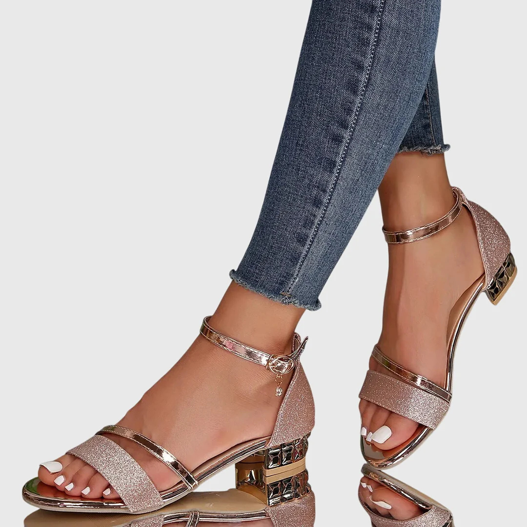 Renate | Damen Knöchelriemen Blockabsatz Sandalen