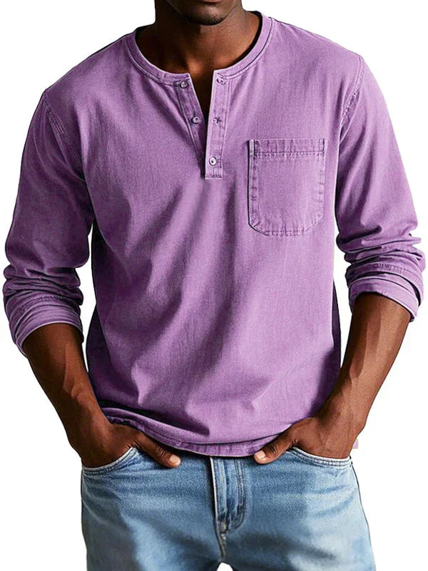 Philipp | Herren Lässiges Langarm-Henleyshirt