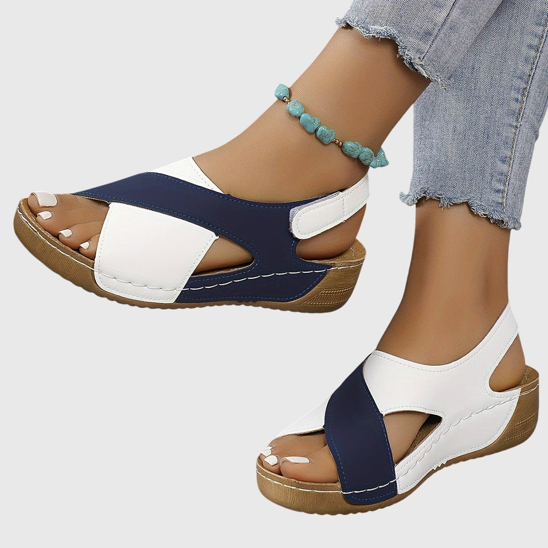 Christoph | Damen Freizeit-Sandalen in zweifarbigem Design mit offenem Zehenbereich