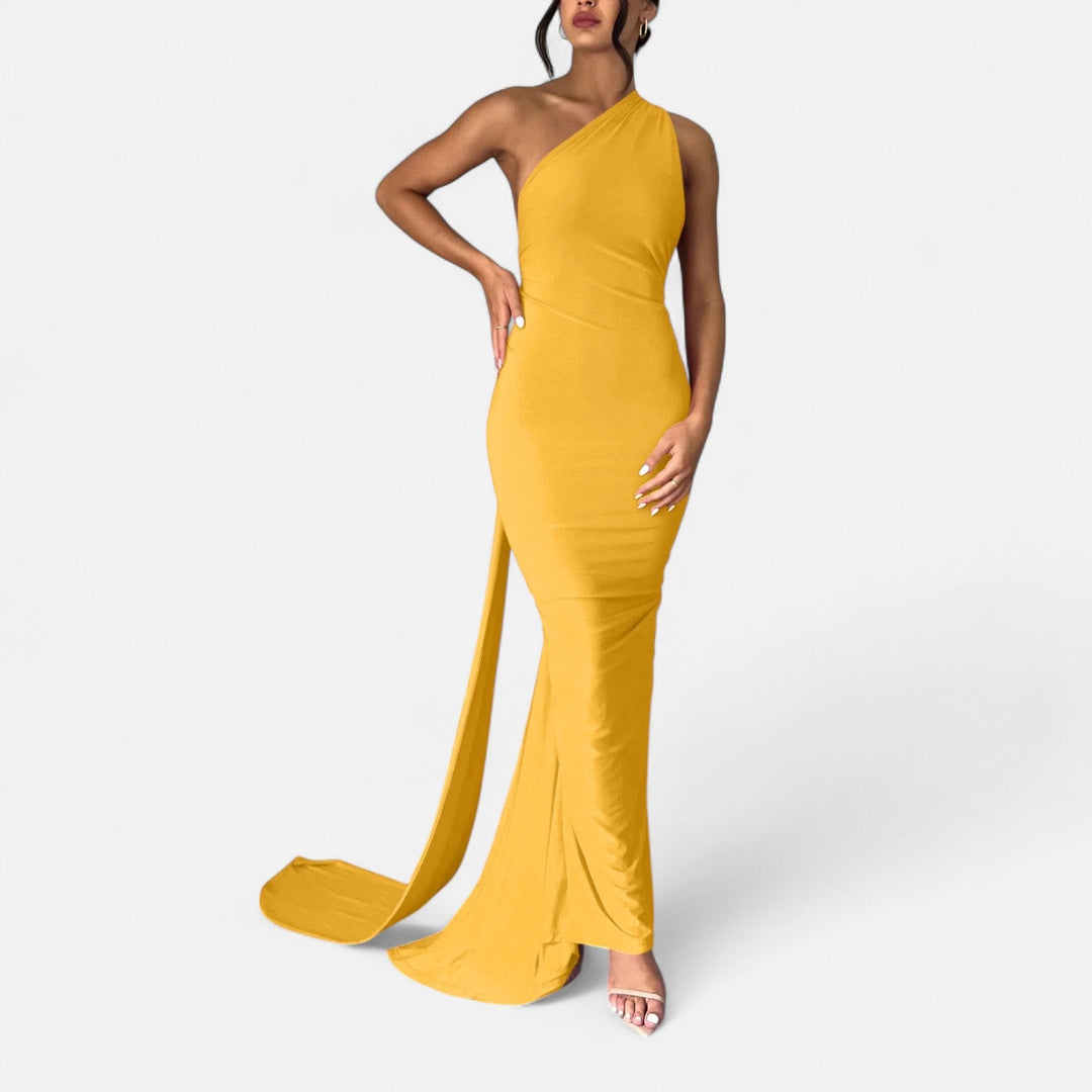 Lara | Damen Maxikleid mit Ein-Schulter-Neckholder