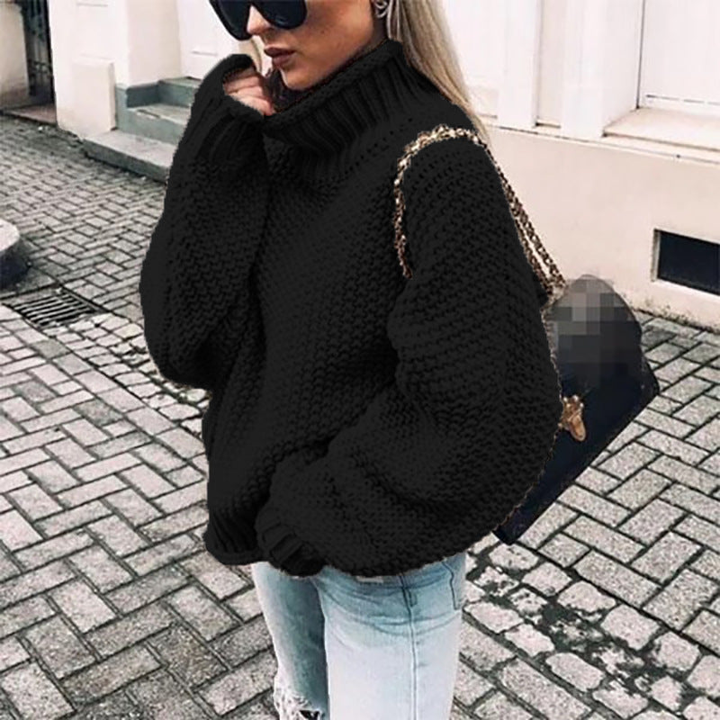 Elisa | Damen Grobstrick-Pullover mit Rollkragen für den Winter