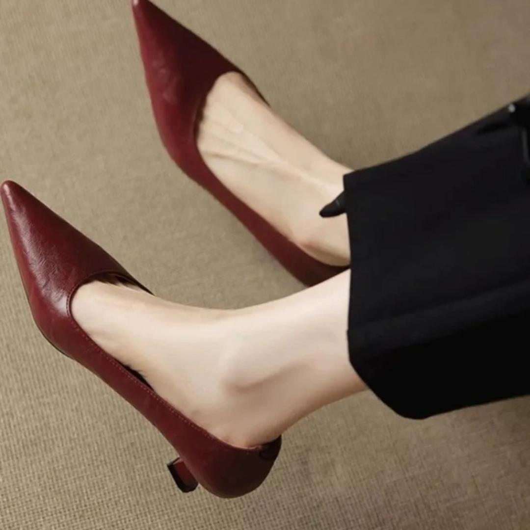 Katharina | Damen Klassische Spitz Zulaufende Pumps Mit Niedrigem Absatz
