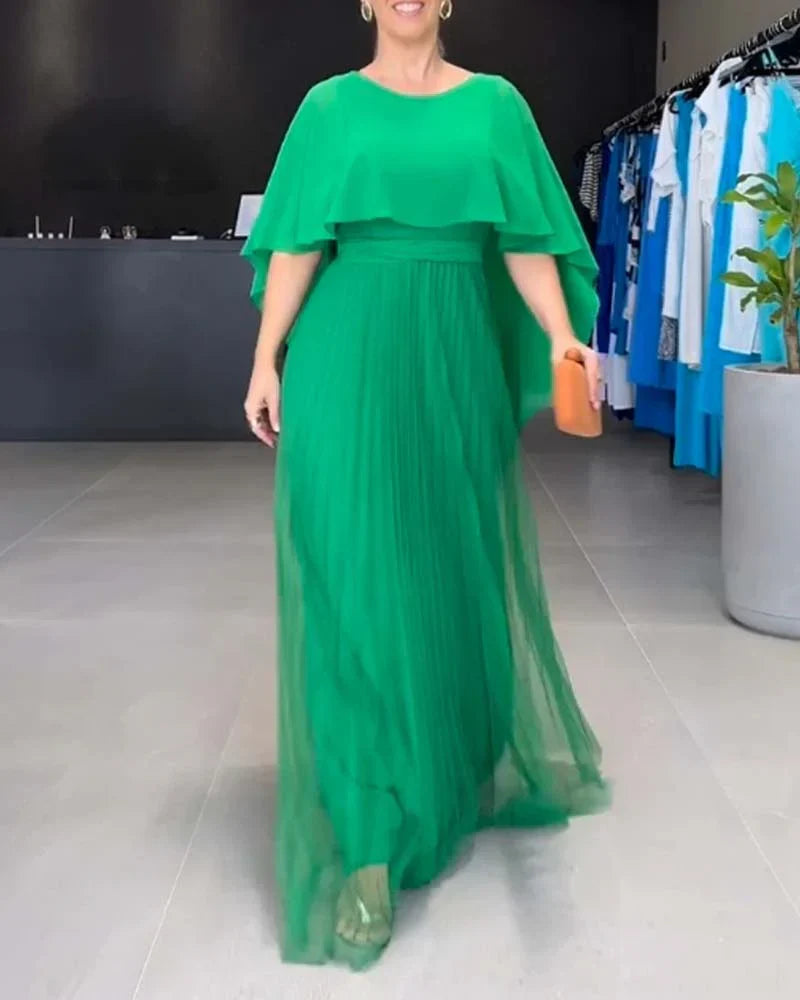 Theresa | Damen Bodenlanges Kleid mit Cape-Ärmeln