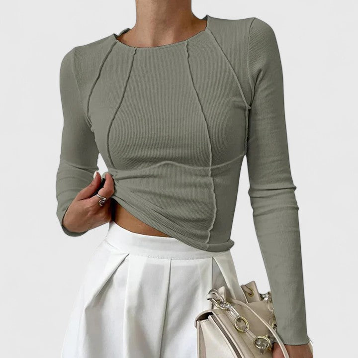 Doris | Damen Lässiges Langarmshirt, Enganliegend