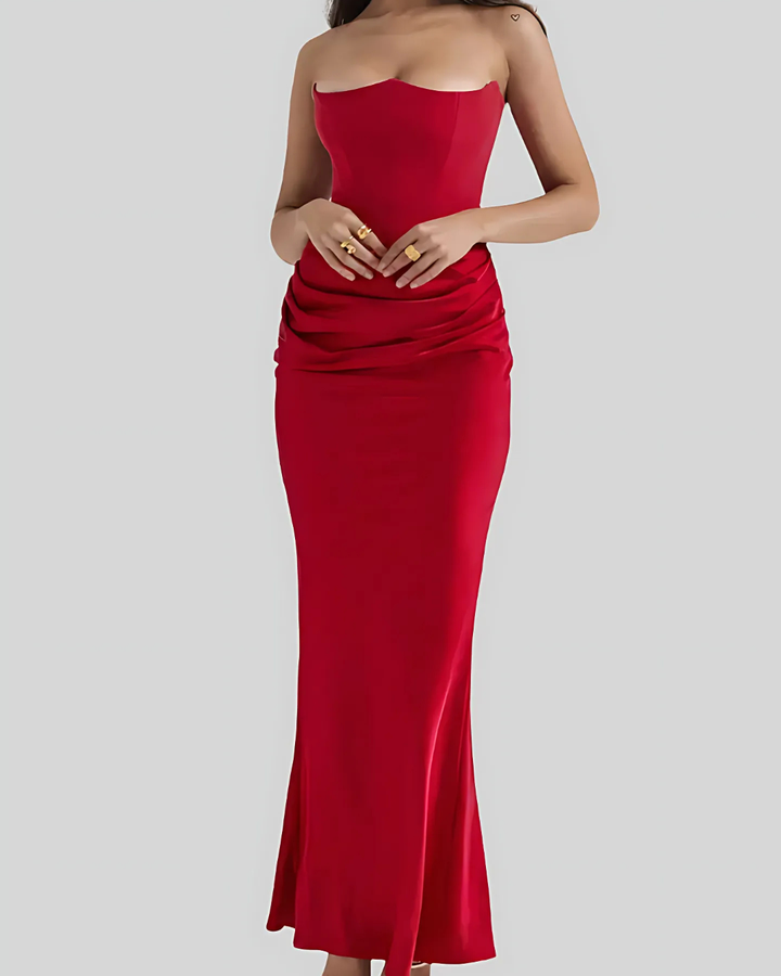 Doris | Drapiertes Maxikleid für Hochzeitsgäste Damen