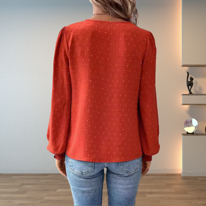 Isabella | Damen V Ausschnitt Langarm Bluse Mit Floralen Details