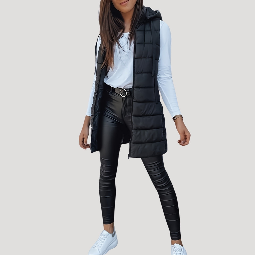 Martina | Winter Steppweste für Damen mit Kapuze