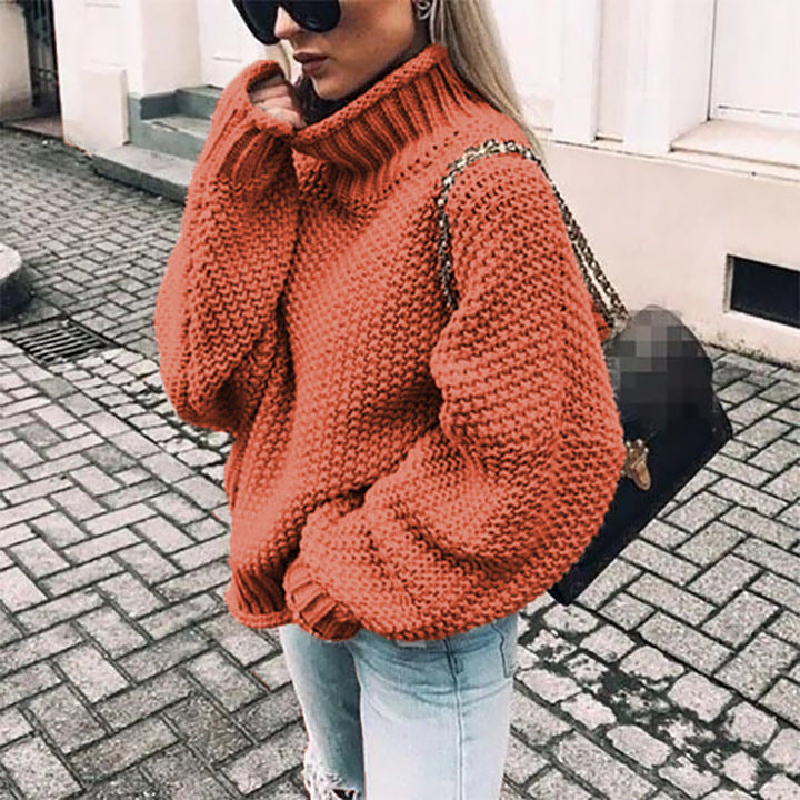 Elisa | Damen Grobstrick-Pullover mit Rollkragen für den Winter