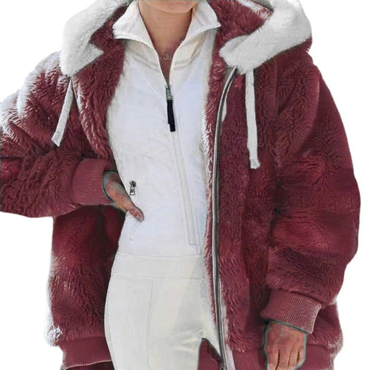 Franziska | Damen Winterjacke mit Farbblockmuster und Kapuze