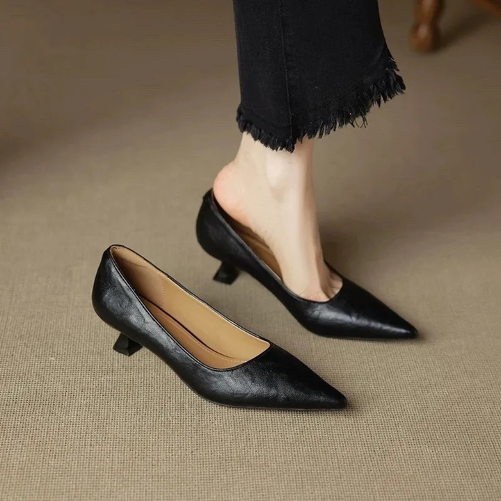 Katharina | Damen Klassische Spitz Zulaufende Pumps Mit Niedrigem Absatz