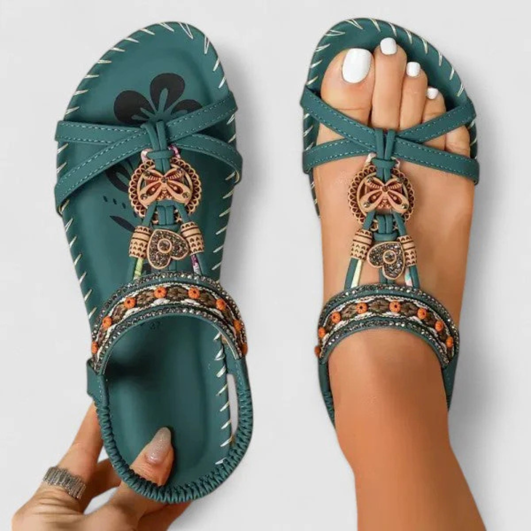 Viola | Damen Riemchen Flache Offene Zehen Sandalen