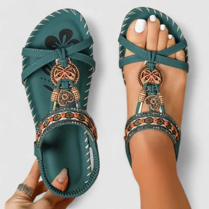 Viola | Damen Riemchen Flache Offene Zehen Sandalen