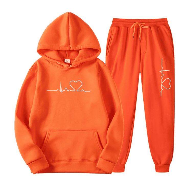 Edith | Damen Hoodie und Jogginghose-Set mit Herzschlagmotiv