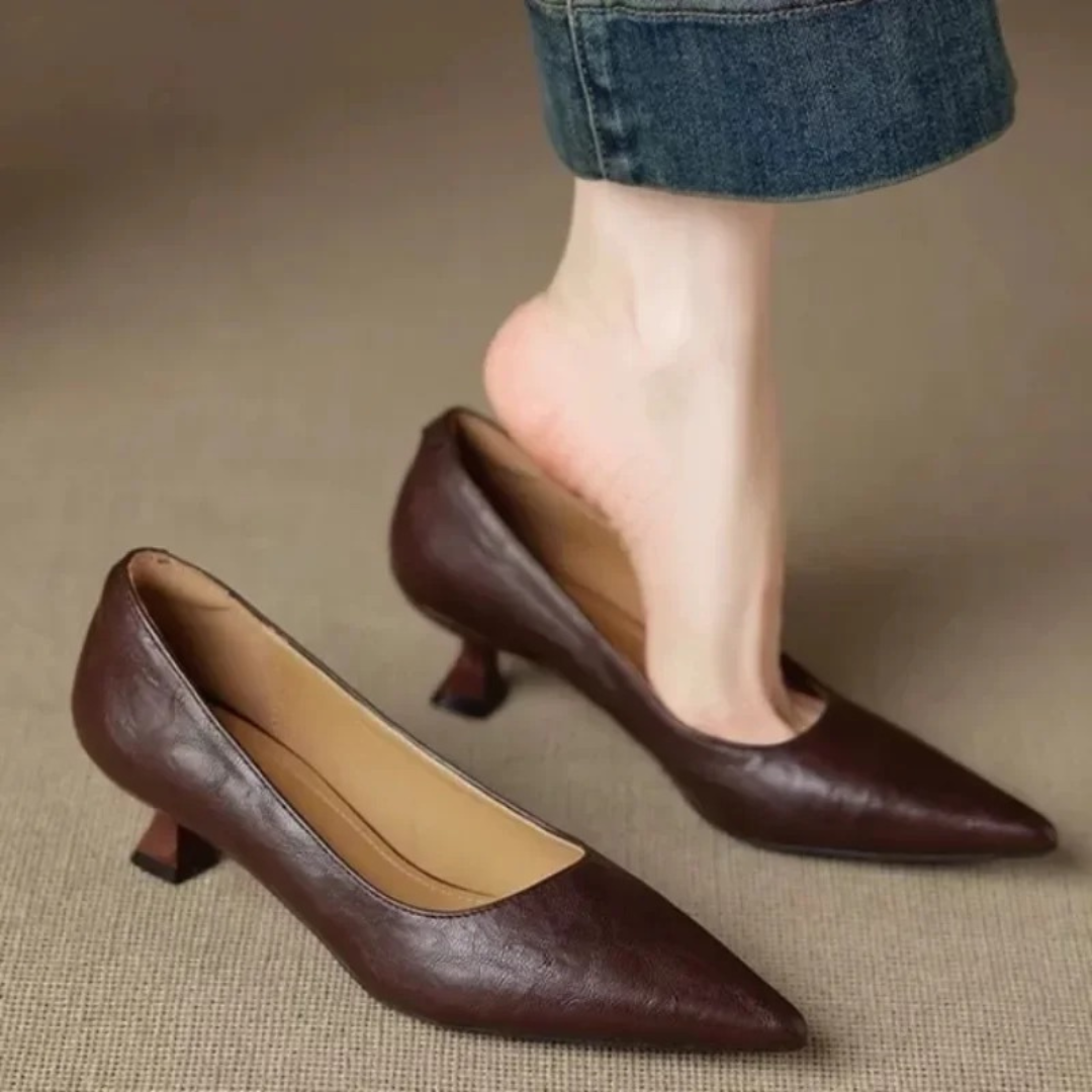 Katharina | Damen Klassische Spitz Zulaufende Pumps Mit Niedrigem Absatz
