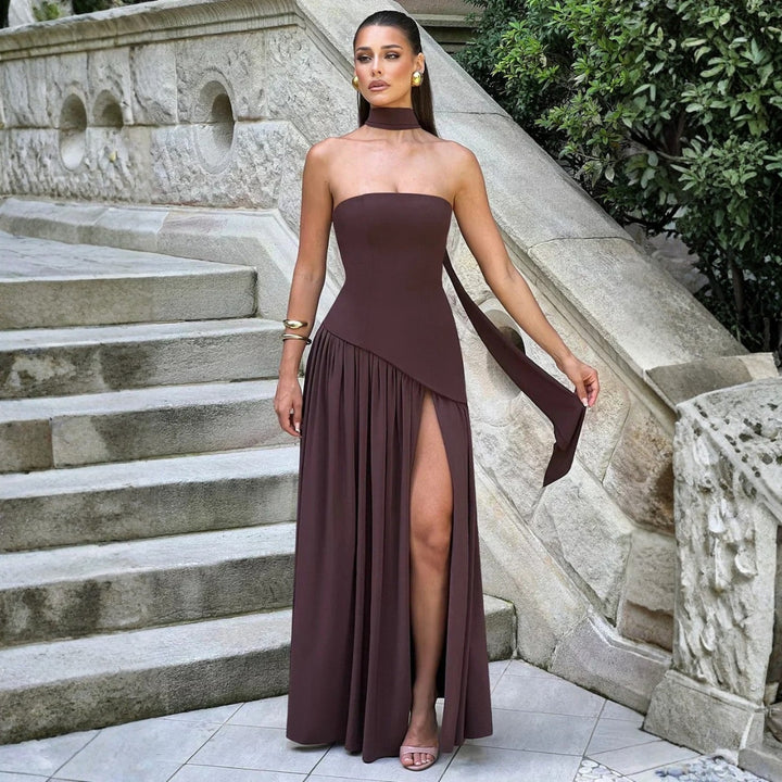 Sabina | Damen Hochzeitsgast Asymmetrisches Maxikleid