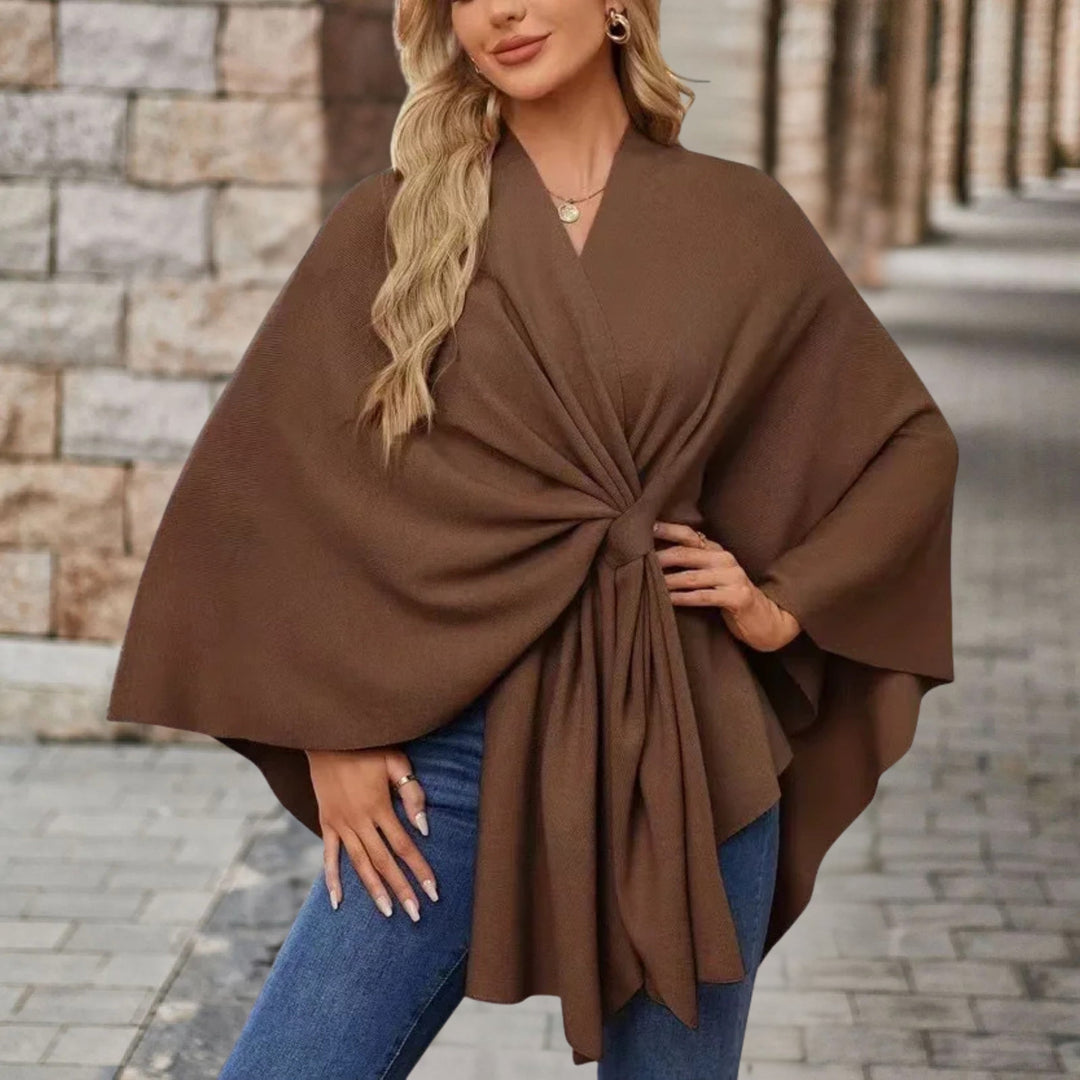 Veronika | Damen Oberteil im Cape-Stil mit Frontknoten