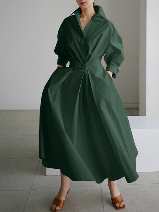 Jessica | Damen Tailliertes Hemd Maxi Kleid