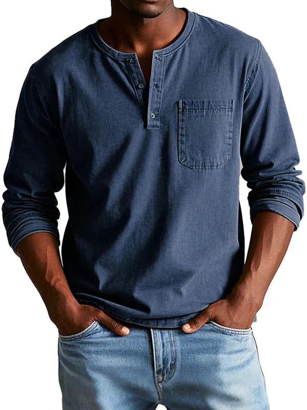 Philipp | Herren Lässiges Langarm-Henleyshirt