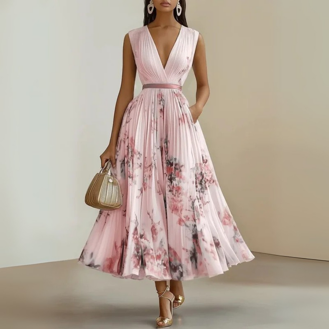 Claudia | Damen Fließendes Ärmelloses Sommer Maxikleid