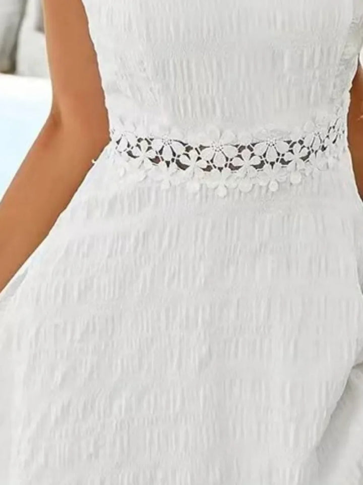 Marie | Damen Spaghettiträger Cocktailkleid mit Blumenspaille A-Linie Mini