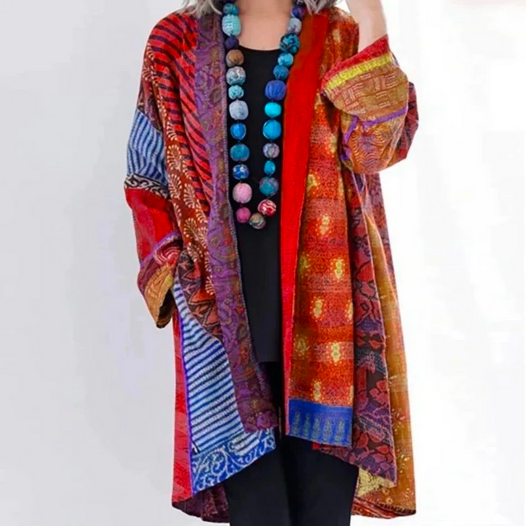 Hanna | Damen Locker geschnittene Boho-Strickjacke in Duster-Länge