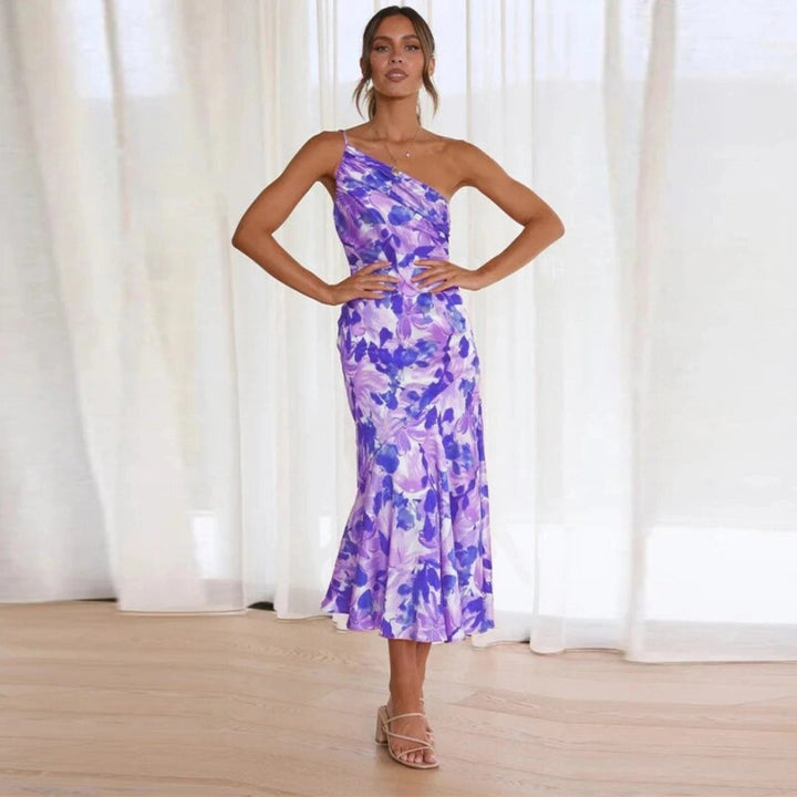 Eva | Damen Sommer Maxikleid mit Asymmetrischem Schnitt und Blumenmuster