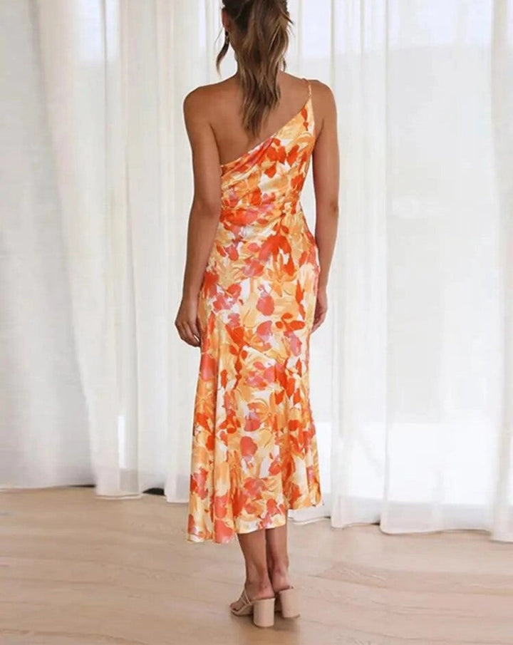 Eva | Damen Sommer Maxikleid mit Asymmetrischem Schnitt und Blumenmuster
